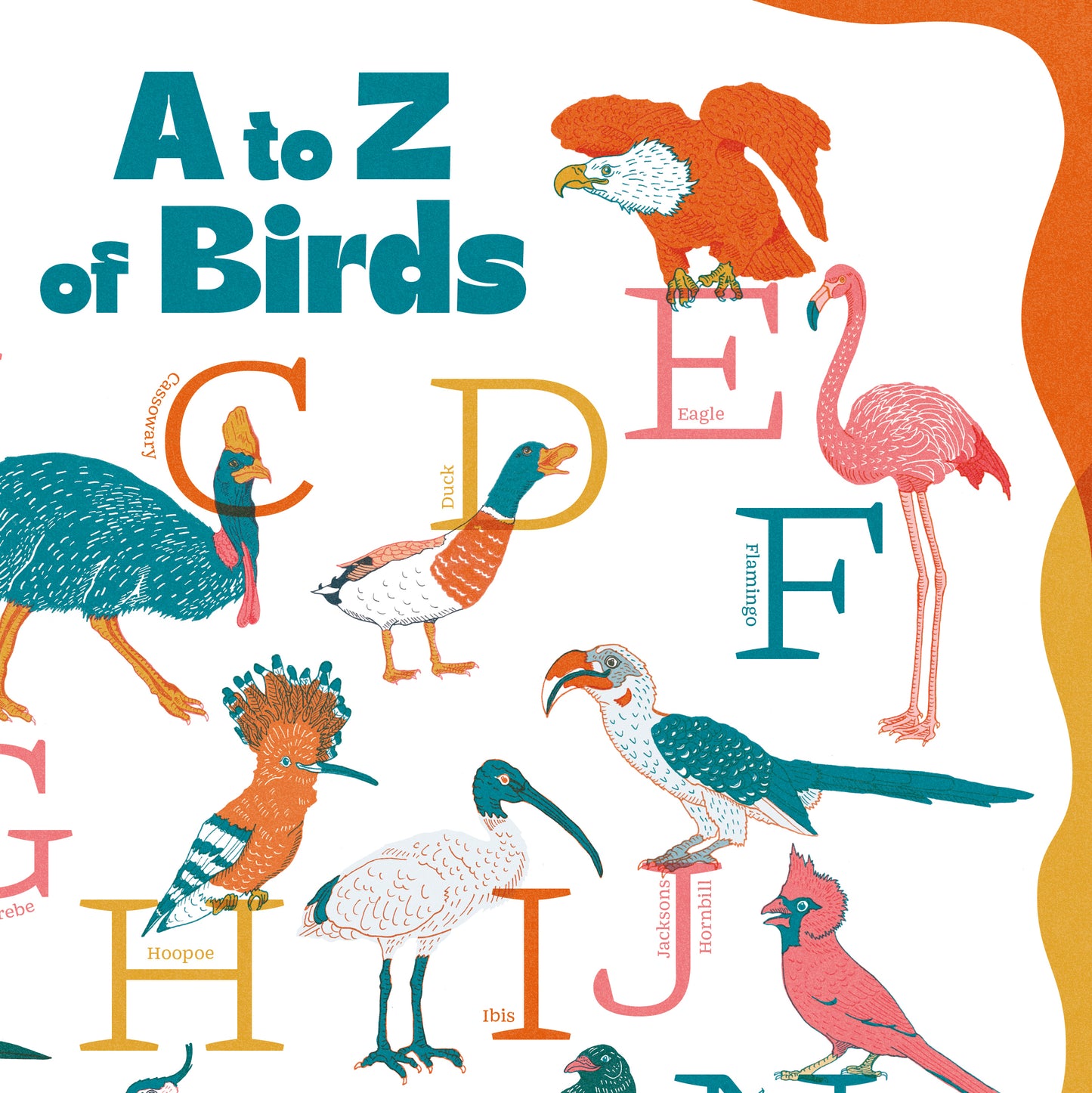 A-Z of Birds Illustrated Print - A2