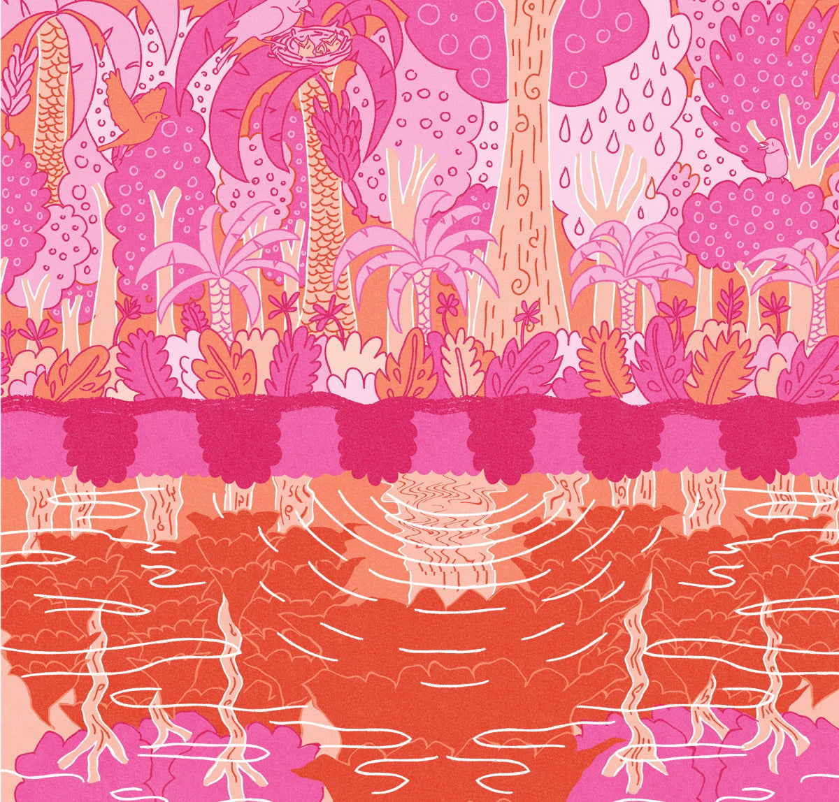 Colorful pattern with pink and orange elements