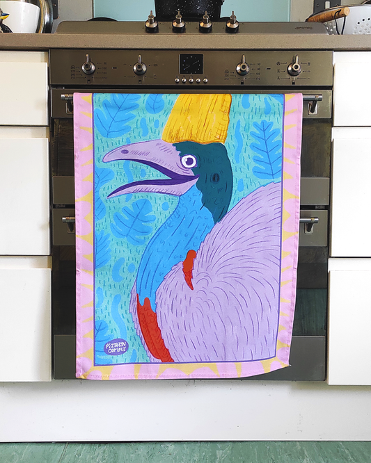 Phyllis the Cassowary Tea Towel