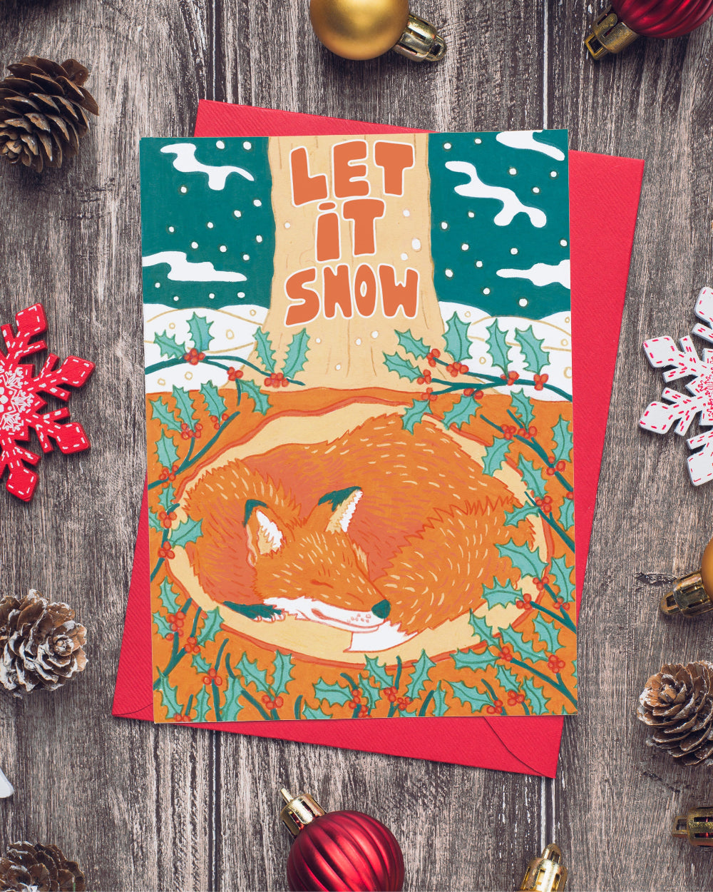 Fox Christmas Card - Let it Snow