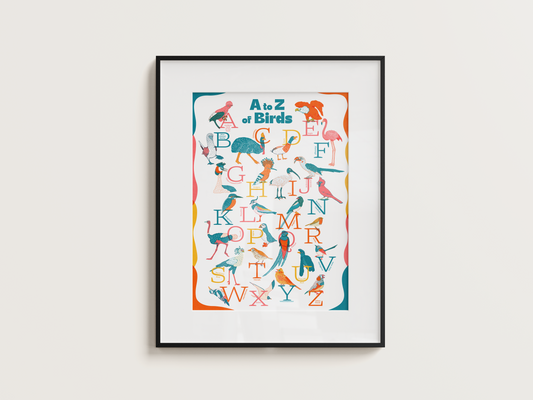 A-Z of Birds Illustrated Print - A2