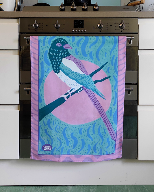 Florence the Magpie Tea Towel