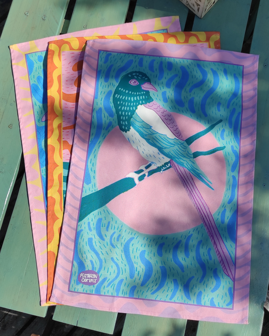 Florence the Magpie Tea Towel