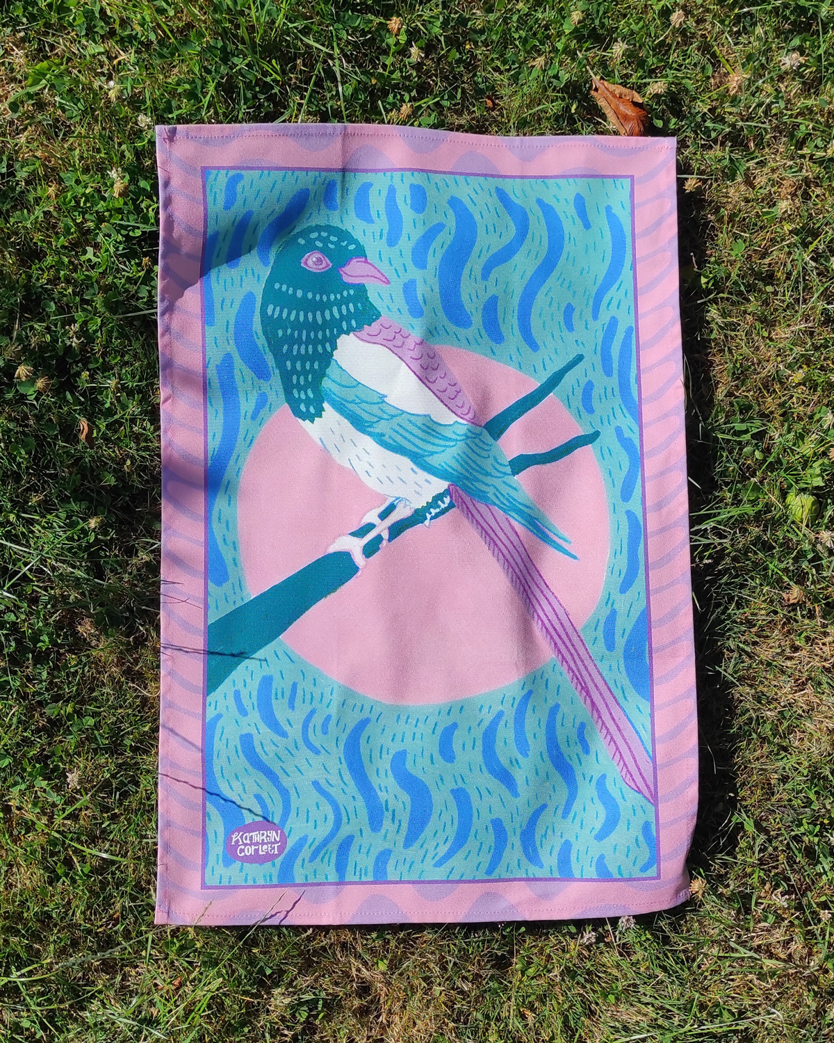 Florence the Magpie Tea Towel