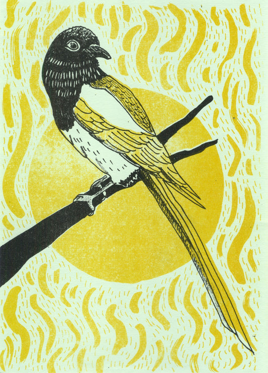 Magpie two-colour Riso Print - A5
