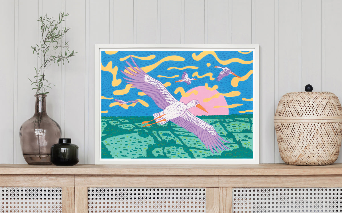 '600 Years Later' White Storks A4 Print
