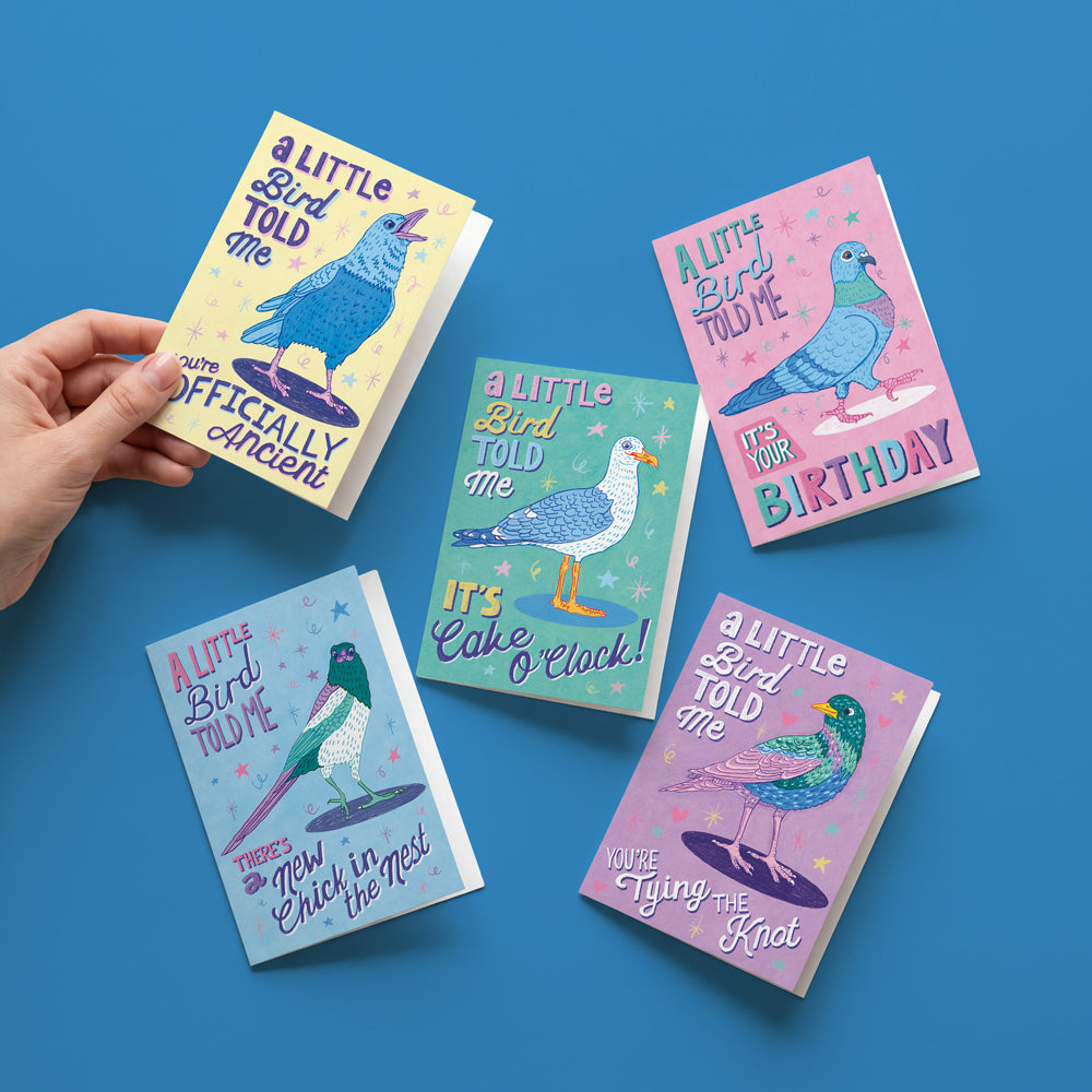 'A Little Bird Told me you're Tying the Knot' Greetings Card – featuring Lizzy the Starling