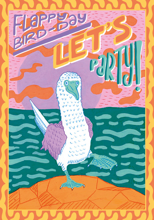 Flappy Bird-Day Let's Party - A5 Greetings Card