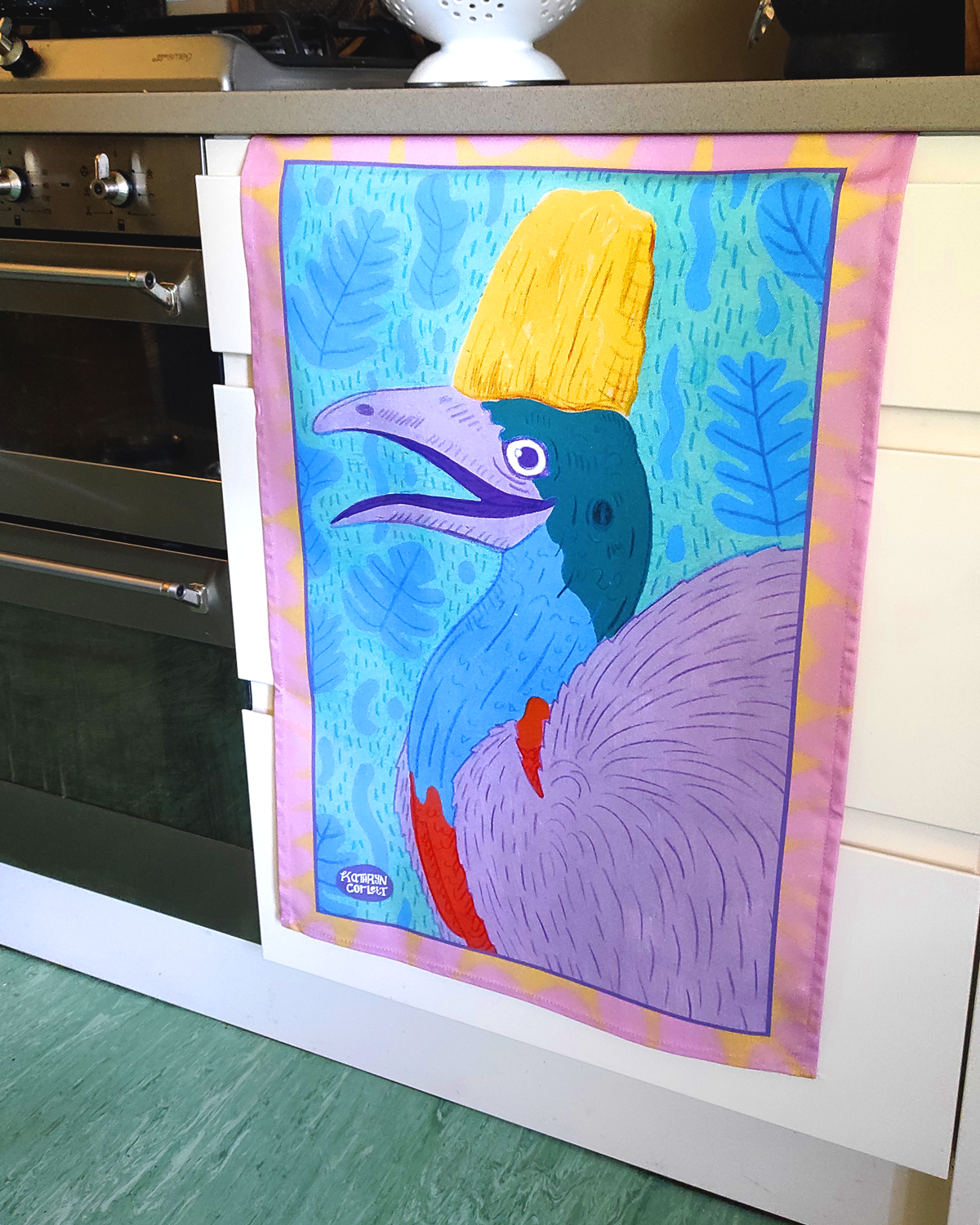 Phyllis the Cassowary Tea Towel
