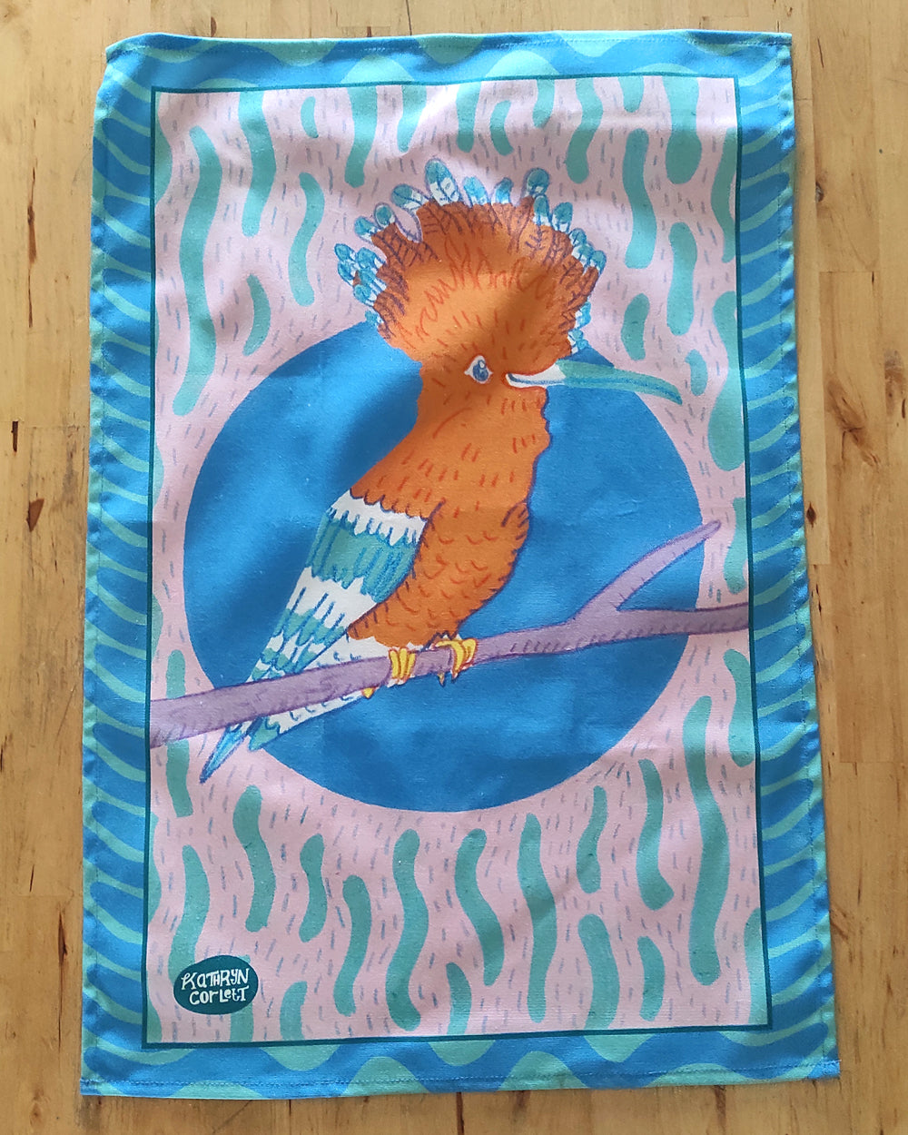 Roberto the Hoopoe Tea Towel