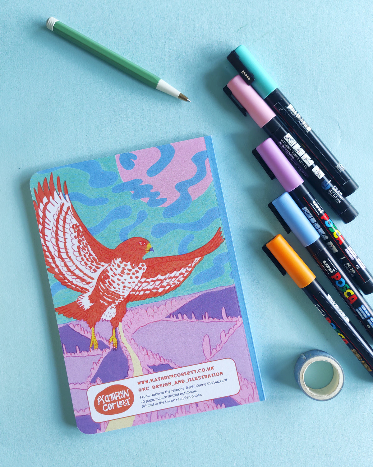 Roberto the Hoopoe Notebook - A5, 70 page, square dotted with rounded corners