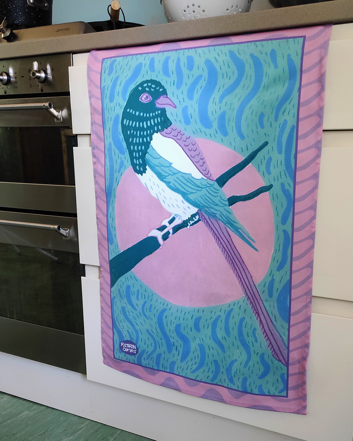 Florence the Magpie Tea Towel