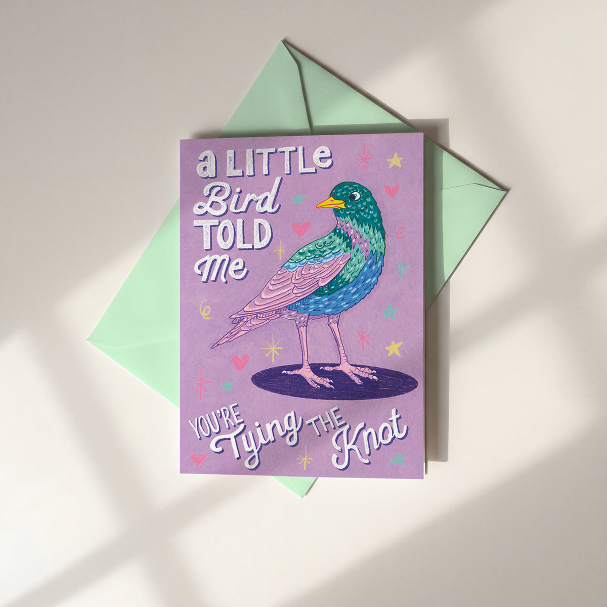 'A Little Bird Told me you're Tying the Knot' Greetings Card – featuring Lizzy the Starling