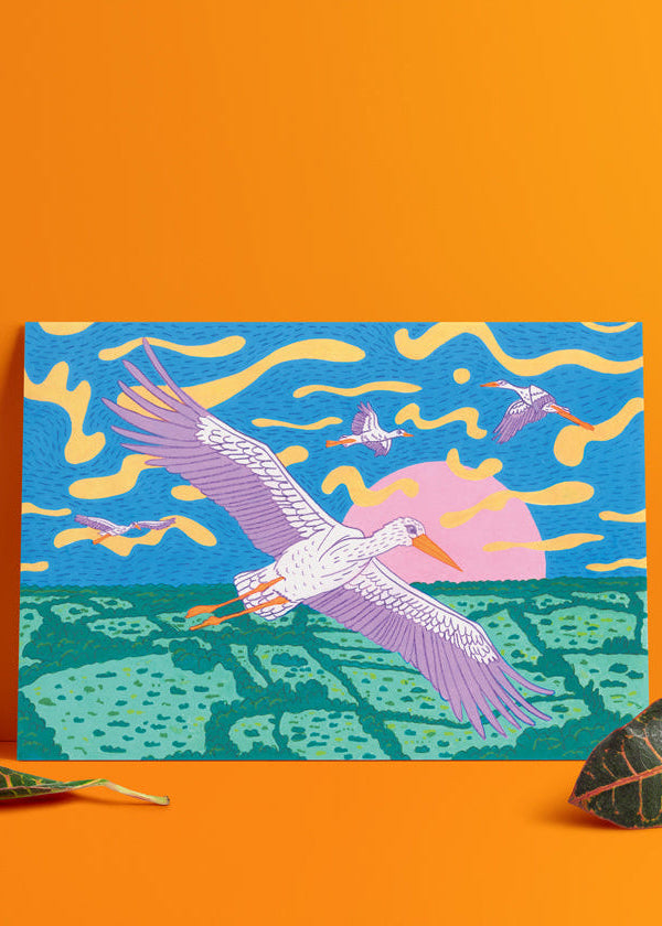 '600 Years Later' White Storks A4 Print
