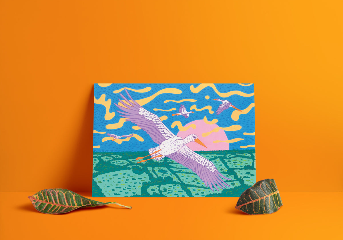 '600 Years Later' White Storks A4 Print